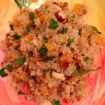 Quinoa with butternut squash, hazelnuts and sage