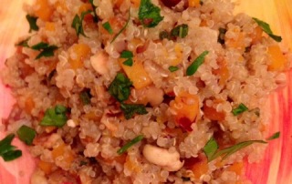 Quinoa with butternut squash, hazelnuts and sage